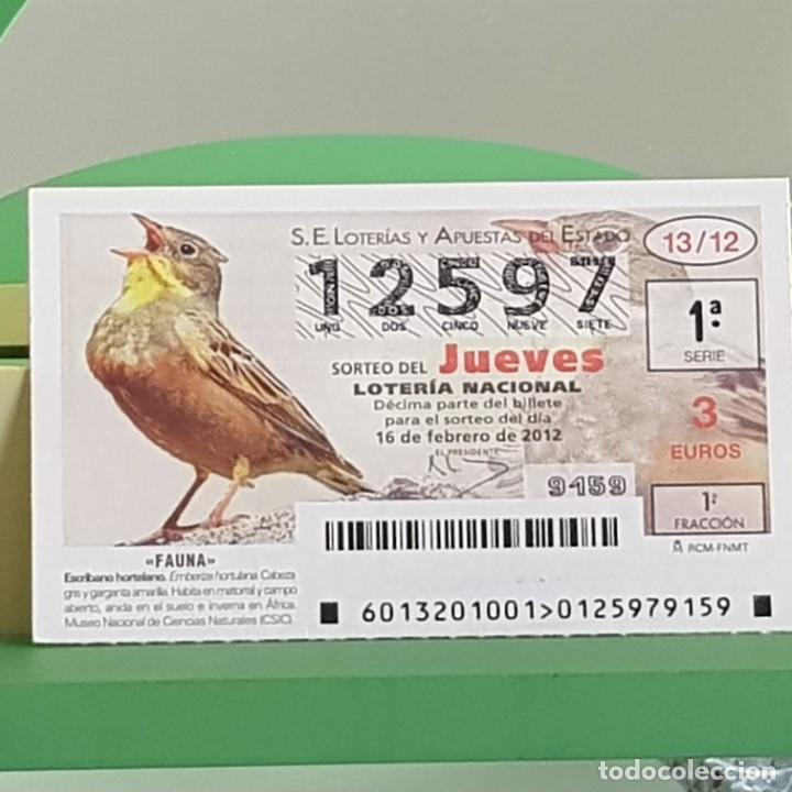 Loterie Nationale: LOTERIA NACIONAL, SORTEO 13/12, 16 FEBRERO 2012, FAUNA, ESCRIBANO HORTELANO, N&ordm; 12597