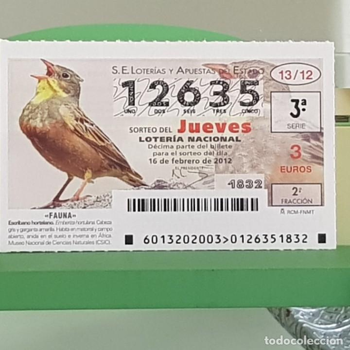 Loterie Nationale: LOTERIA NACIONAL, SORTEO 13/12, 16 FEBRERO 2012, FAUNA, ESCRIBANO HORTELANO, N&ordm; 12635