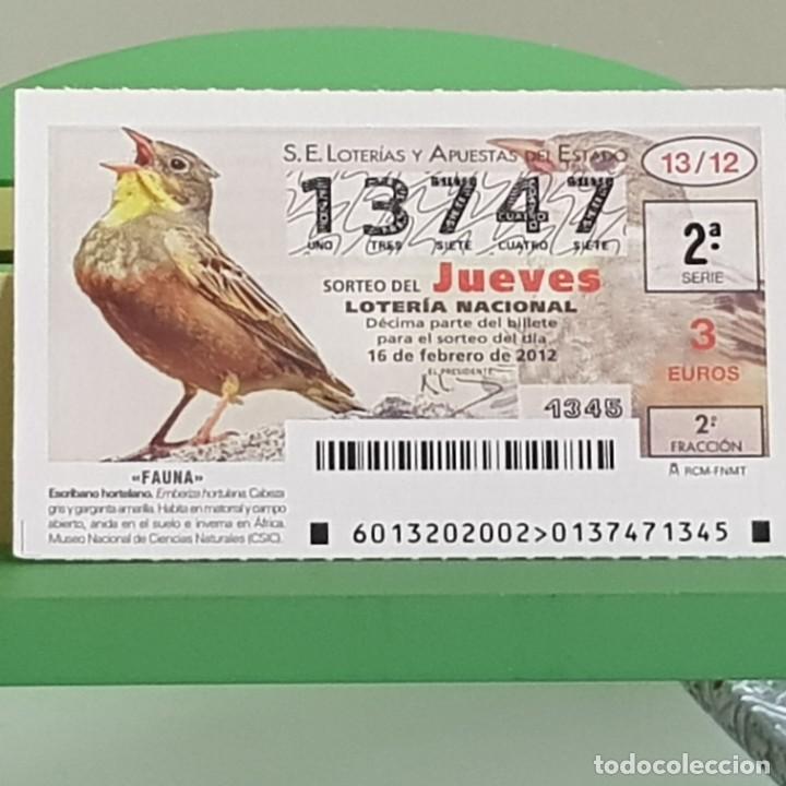 Loterie Nationale: LOTERIA NACIONAL, SORTEO 13/12, 16 FEBRERO 2012, FAUNA, ESCRIBANO HORTELANO, N&ordm; 13747