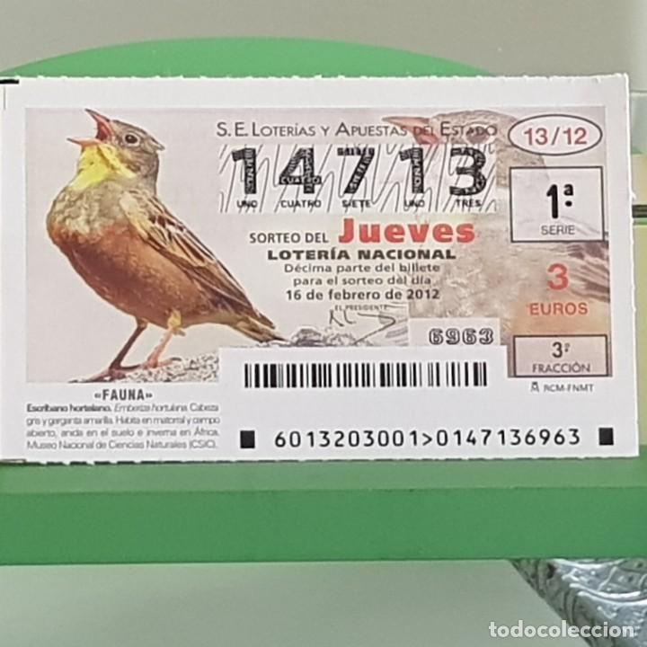 Loterie Nationale: LOTERIA NACIONAL, SORTEO 13/12, 16 FEBRERO 2012, FAUNA, ESCRIBANO HORTELANO, N&ordm; 14713