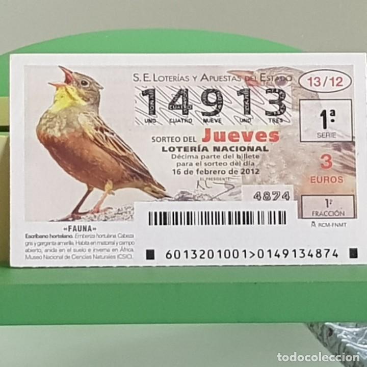 Loterie Nationale: LOTERIA NACIONAL, SORTEO 13/12, 16 FEBRERO 2012, FAUNA, ESCRIBANO HORTELANO, N&ordm; 14913