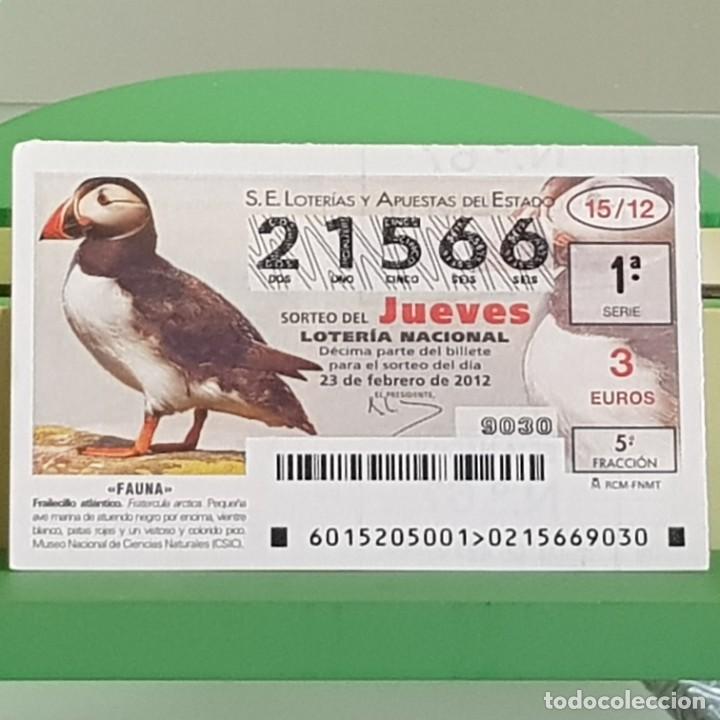 Loterie Nationale: LOTERIA NACIONAL, SORTEO 15/12, 23 FEBRERO 2012, FAUNA, FRAILECILLO ATL&Aacute;NTICO, N&ordm; 21566