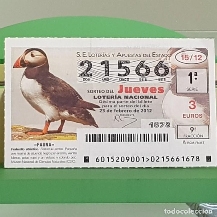 Loterie Nationale: LOTERIA NACIONAL, SORTEO 15/12, 23 FEBRERO 2012, FAUNA, FRAILECILLO ATL&Aacute;NTICO, N&ordm; 21566