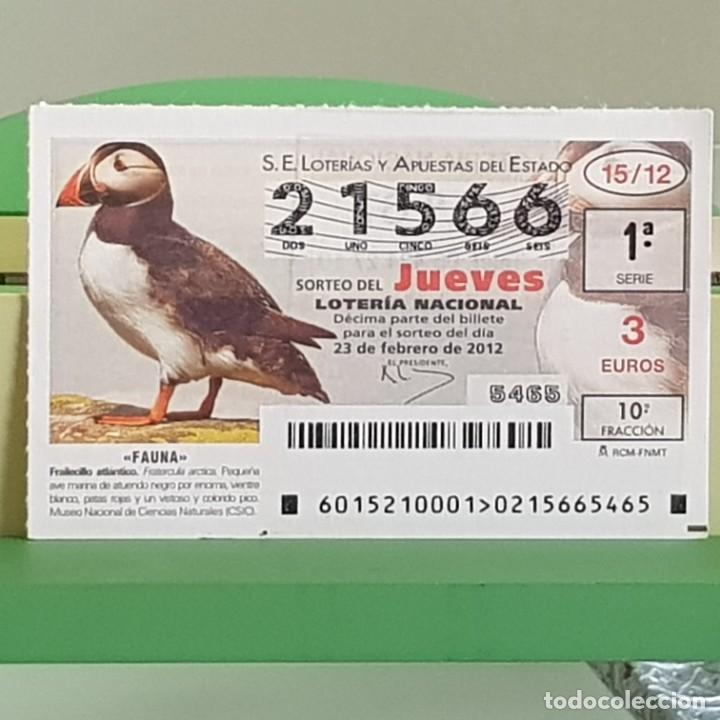 Loterie Nationale: LOTERIA NACIONAL, SORTEO 15/12, 23 FEBRERO 2012, FAUNA, FRAILECILLO ATL&Aacute;NTICO, N&ordm; 21566