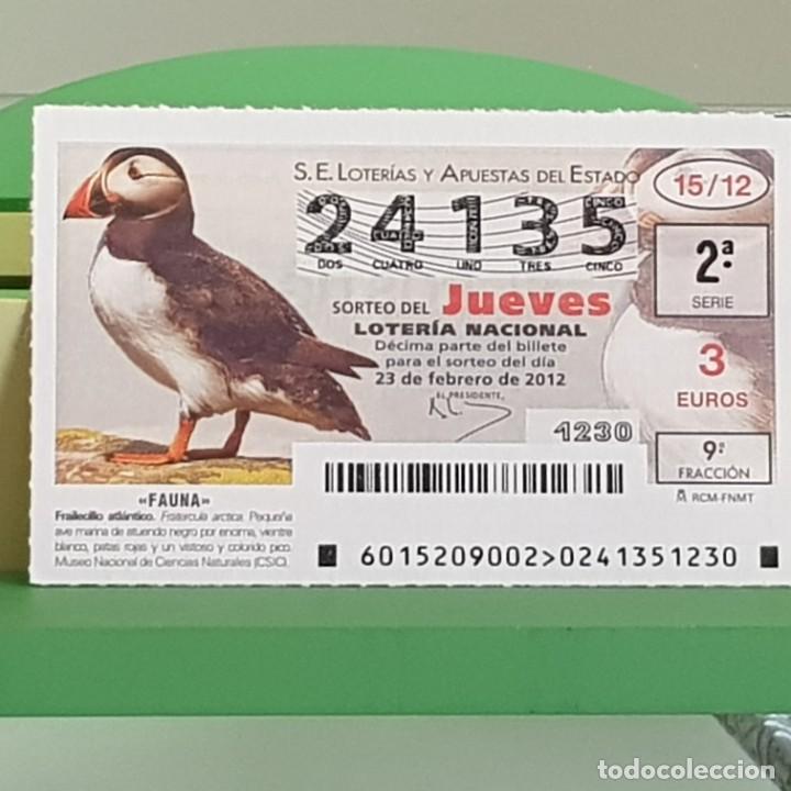 Loterie Nationale: LOTERIA NACIONAL, SORTEO 15/12, 23 FEBRERO 2012, FAUNA, FRAILECILLO ATL&Aacute;NTICO, N&ordm; 24135