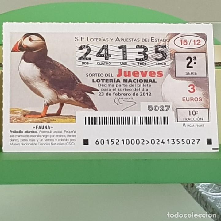Loterie Nationale: LOTERIA NACIONAL, SORTEO 15/12, 23 FEBRERO 2012, FAUNA, FRAILECILLO ATL&Aacute;NTICO, N&ordm; 24135