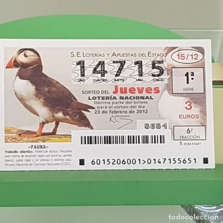 Loterie Nationale: LOTERIA NACIONAL, SORTEO 15/12, 23 FEBRERO 2012, FAUNA, FRAILECILLO ATL&Aacute;NTICO, N&ordm; 14715