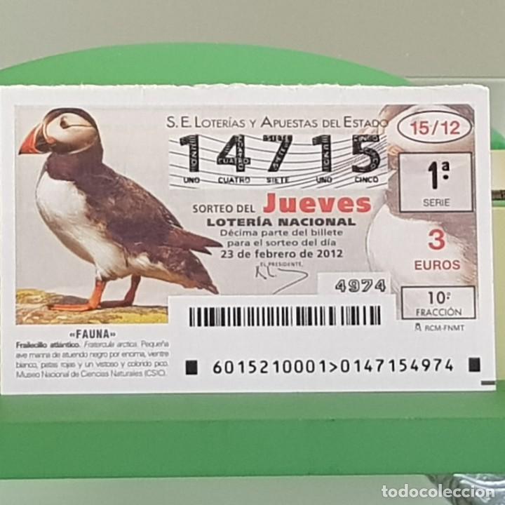 Loterie Nationale: LOTERIA NACIONAL, SORTEO 15/12, 23 FEBRERO 2012, FAUNA, FRAILECILLO ATL&Aacute;NTICO, N&ordm; 14715
