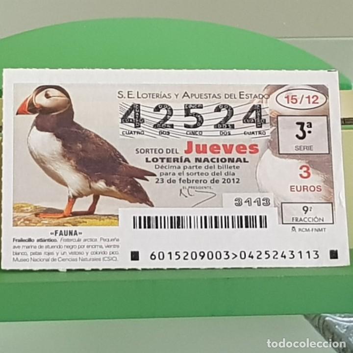 Loterie Nationale: LOTERIA NACIONAL, SORTEO 15/12, 23 FEBRERO 2012, FAUNA, FRAILECILLO ATL&Aacute;NTICO, N&ordm; 42524
