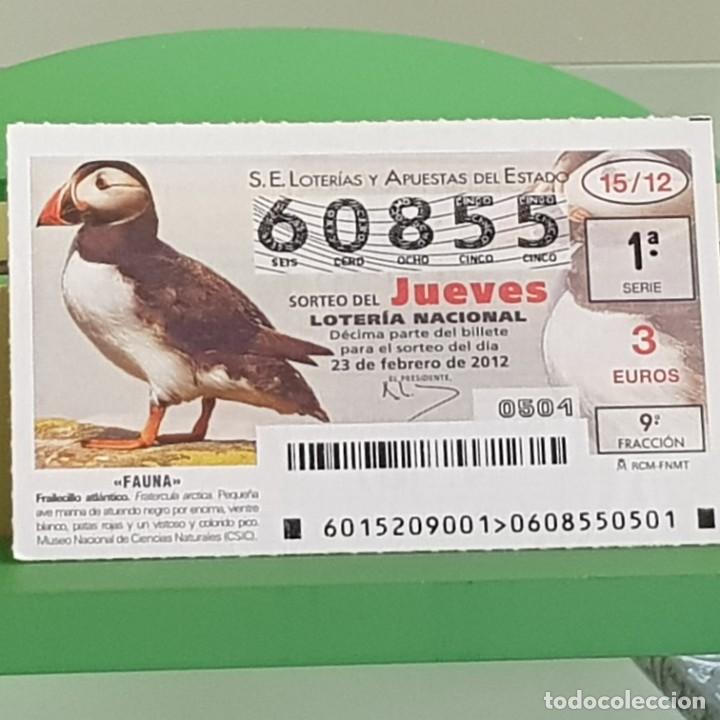 Loterie Nationale: LOTERIA NACIONAL, SORTEO 15/12, 23 FEBRERO 2012, FAUNA, FRAILECILLO ATL&Aacute;NTICO, N&ordm; 60855