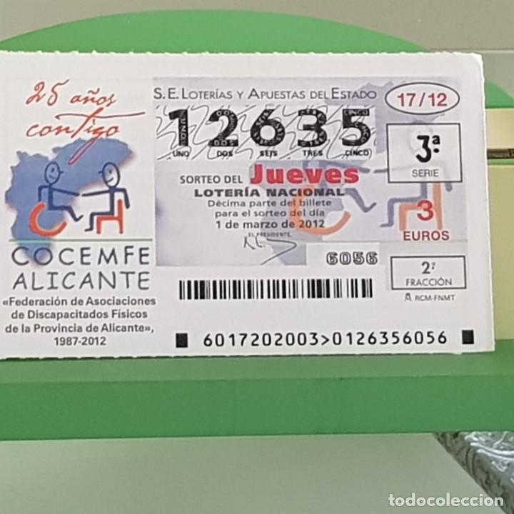 Loterie Nationale: LOTERIA NACIONAL, SORTEO 17/12, 1 MARZO 2012, COCEMFE ALICANTE 25&ordm; ANIVERSARIO, N&ordm; 12635