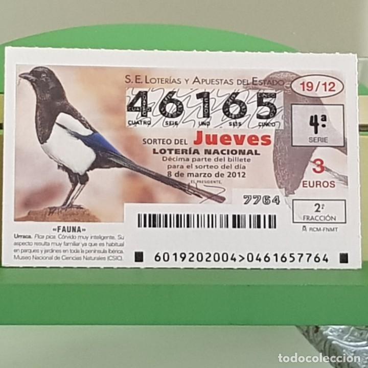 Loterie Nationale: LOTERIA NACIONAL, SORTEO 19/12, 8 MARZO 2012, FAUNA, URRACA, N&ordm; 46165
