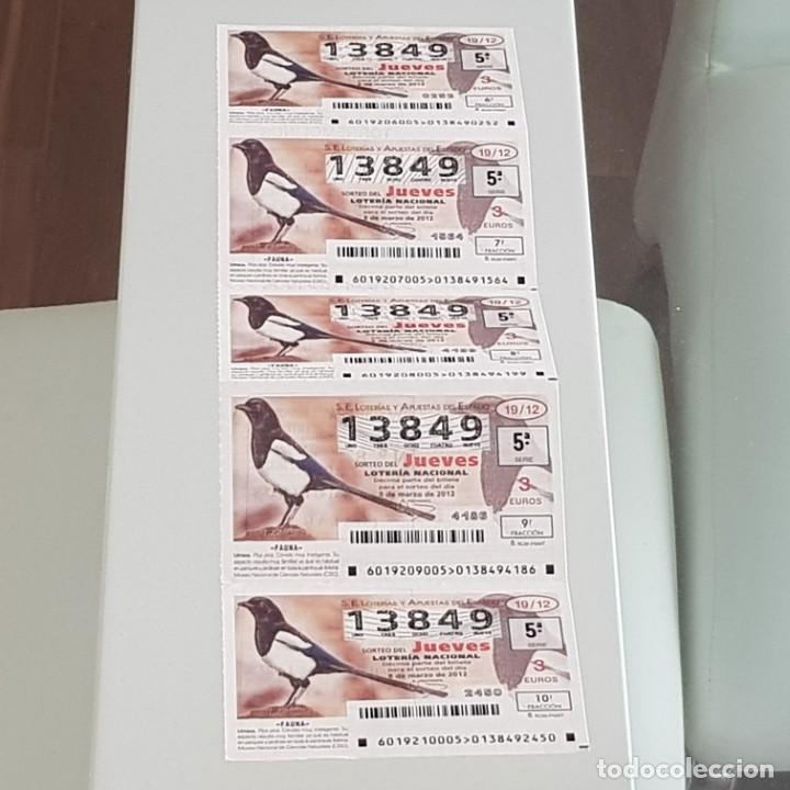 Loterie Nationale: LOTERIA NACIONAL, MEDIO BILLETE, SORTEO 19/12, 8 MARZO 2012, FAUNA, URRACA, N&ordm; 13849