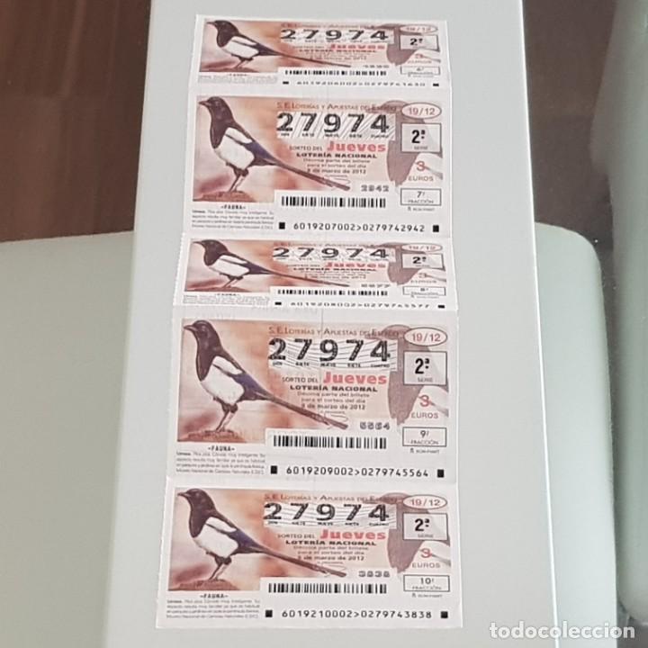 Loterie Nationale: LOTERIA NACIONAL, MEDIO BILLETE, SORTEO 19/12, 8 MARZO 2012, FAUNA, URRACA, N&ordm; 27974