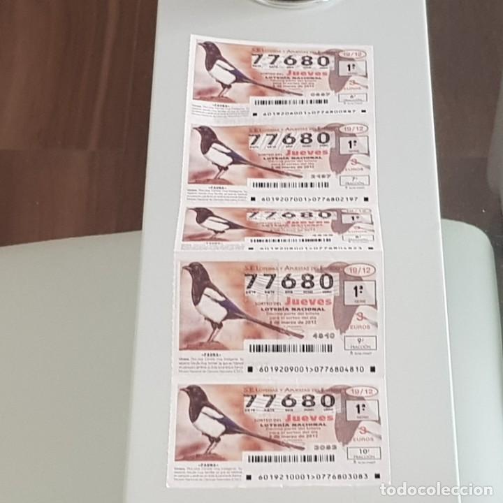 Loterie Nationale: LOTERIA NACIONAL, MEDIO BILLETE, SORTEO 19/12, 8 MARZO 2012, FAUNA, URRACA, N&ordm; 77680
