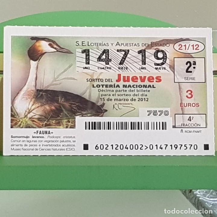 Loterie Nationale: LOTERIA NACIONAL, SORTEO 21/12, 15 MARZO 2012, FAUNA, SOMORMUJO LAVANCO, N&ordm; 14719