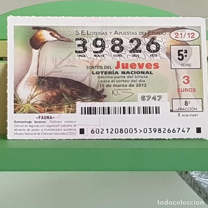 Loterie Nationale: LOTERIA NACIONAL, SORTEO 21/12, 15 MARZO 2012, FAUNA, SOMORMUJO LAVANCO, N&ordm; 39826