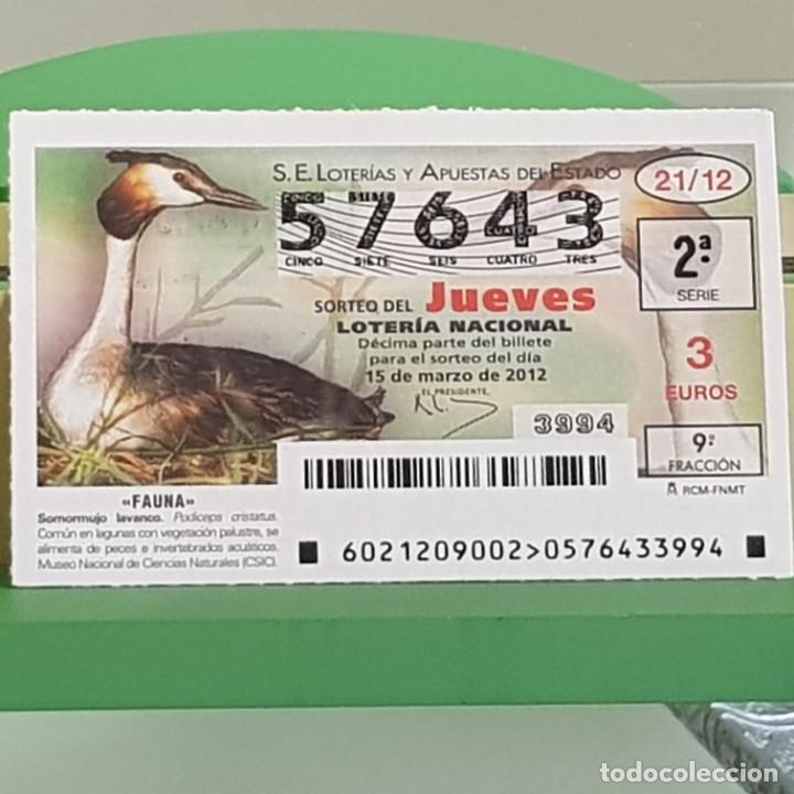 Loterie Nationale: LOTERIA NACIONAL, SORTEO 21/12, 15 MARZO 2012, FAUNA, SOMORMUJO LAVANCO, N&ordm; 57643