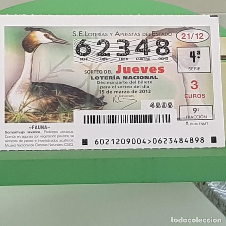 Loterie Nationale: LOTERIA NACIONAL, SORTEO 21/12, 15 MARZO 2012, FAUNA, SOMORMUJO LAVANCO, N&ordm; 62348