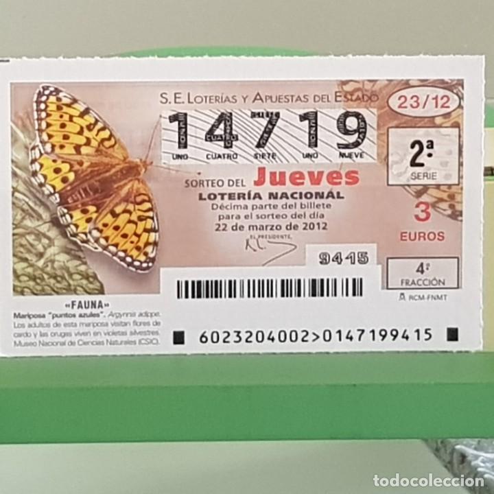 Loterie Nationale: LOTERIA NACIONAL, SORTEO 23/12, 22 MARZO 2012, FAUNA, MARIPOSA PUNTOS AZULES, N&ordm; 14719