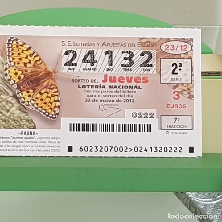 Loterie Nationale: LOTERIA NACIONAL, SORTEO 23/12, 22 MARZO 2012, FAUNA, MARIPOSA PUNTOS AZULES, N&ordm; 24132