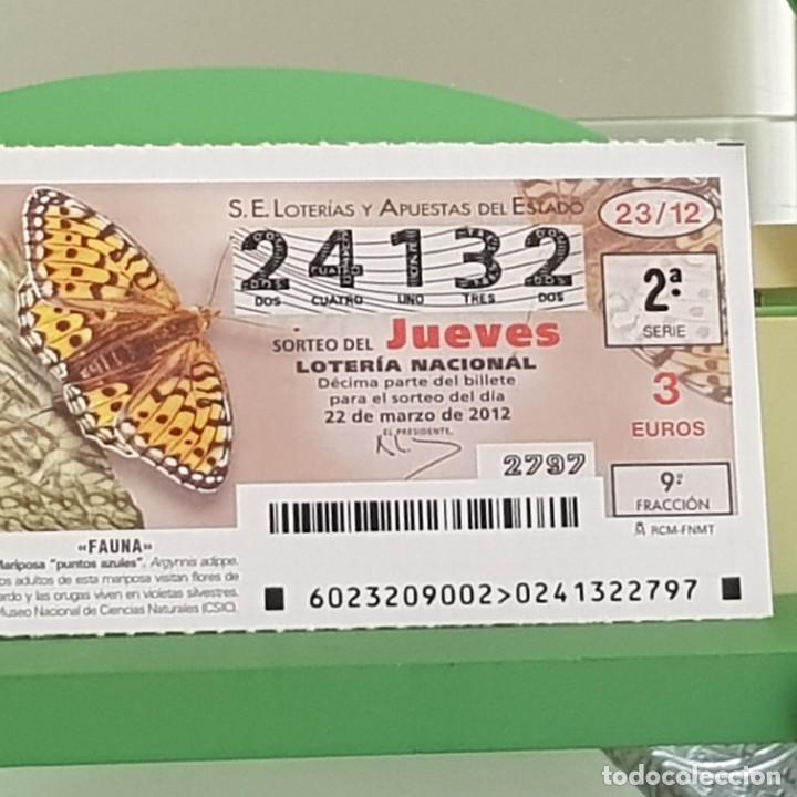 Loterie Nationale: LOTERIA NACIONAL, SORTEO 23/12, 22 MARZO 2012, FAUNA, MARIPOSA PUNTOS AZULES, N&ordm; 24132