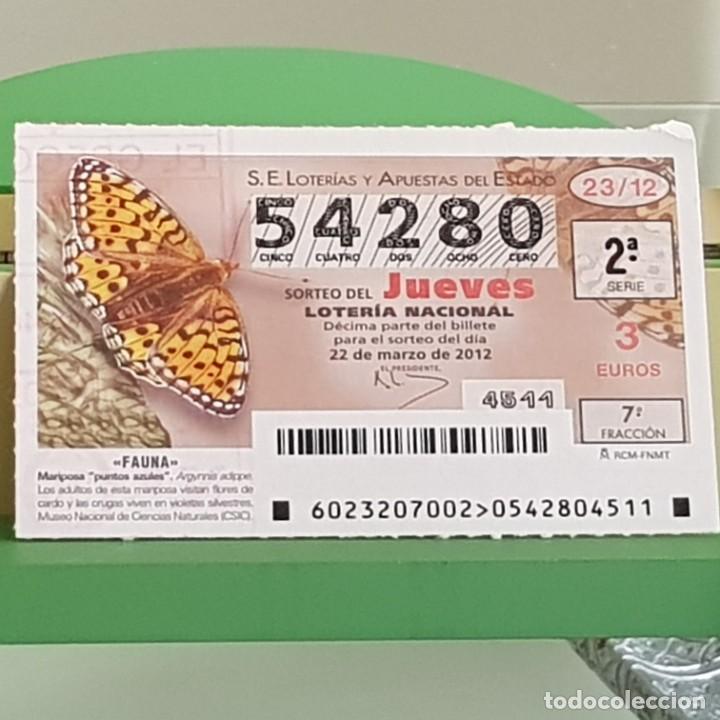 Loterie Nationale: LOTERIA NACIONAL, SORTEO 23/12, 22 MARZO 2012, FAUNA, MARIPOSA PUNTOS AZULES, N&ordm; 54280