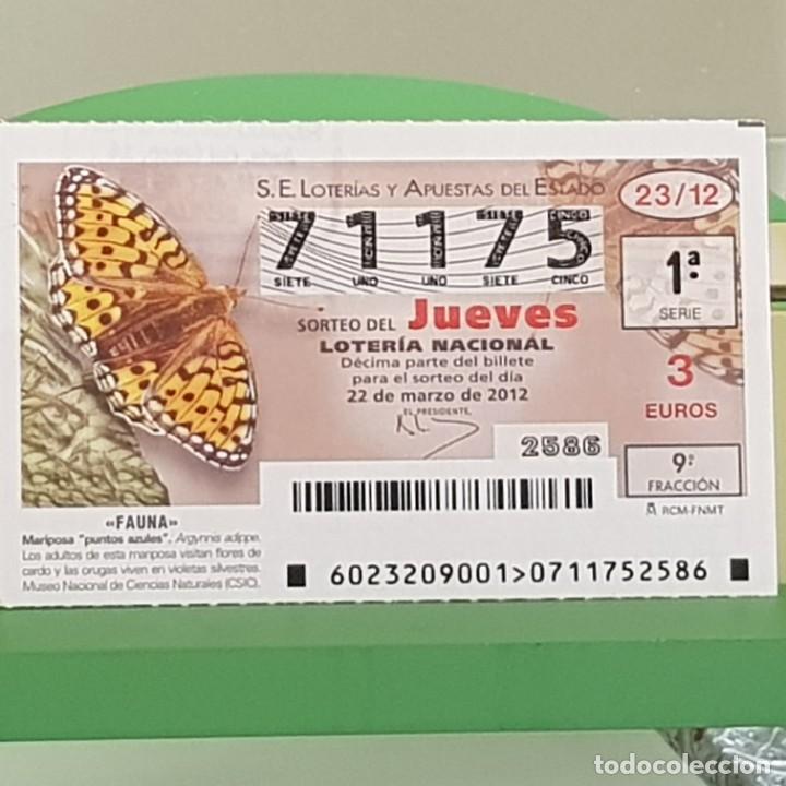 Loterie Nationale: LOTERIA NACIONAL, SORTEO 23/12, 22 MARZO 2012, FAUNA, MARIPOSA PUNTOS AZULES, N&ordm; 71175