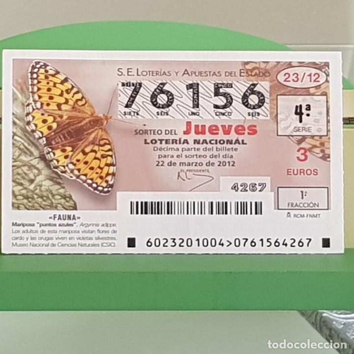 Loterie Nationale: LOTERIA NACIONAL, SORTEO 23/12, 22 MARZO 2012, FAUNA, MARIPOSA PUNTOS AZULES, N&ordm; 76156