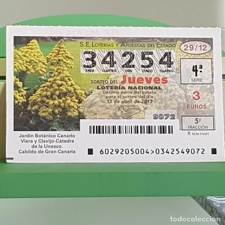 Loterie Nationale: LOTERIA NACIONAL, SORTEO 29/12, 12 ABRIL 2012, JARD&Iacute;N BOT&Aacute;NICO CANARIO, VIERA Y CLAVIJO, N&ordm; 34254