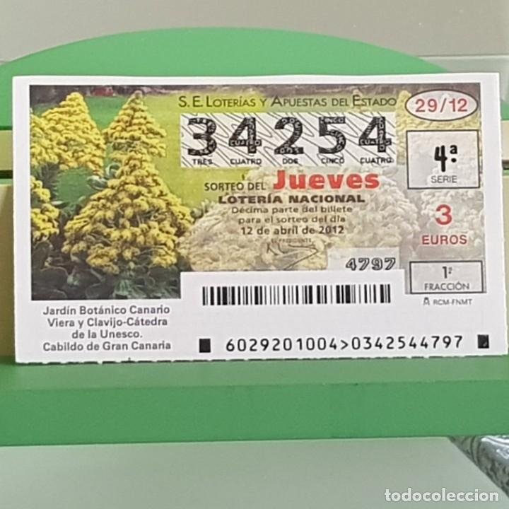 Loterie Nationale: LOTERIA NACIONAL, SORTEO 29/12, 12 ABRIL 2012, JARD&Iacute;N BOT&Aacute;NICO CANARIO, VIERA Y CLAVIJO, N&ordm; 34254