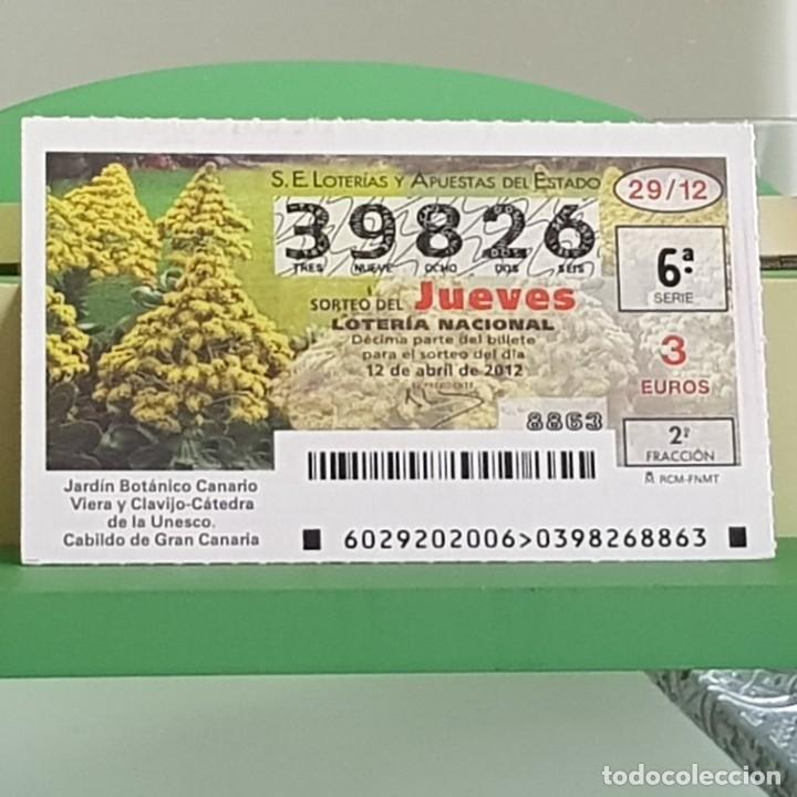 Loterie Nationale: LOTERIA NACIONAL, SORTEO 29/12, 12 ABRIL 2012, JARD&Iacute;N BOT&Aacute;NICO CANARIO, VIERA Y CLAVIJO, N&ordm; 39826