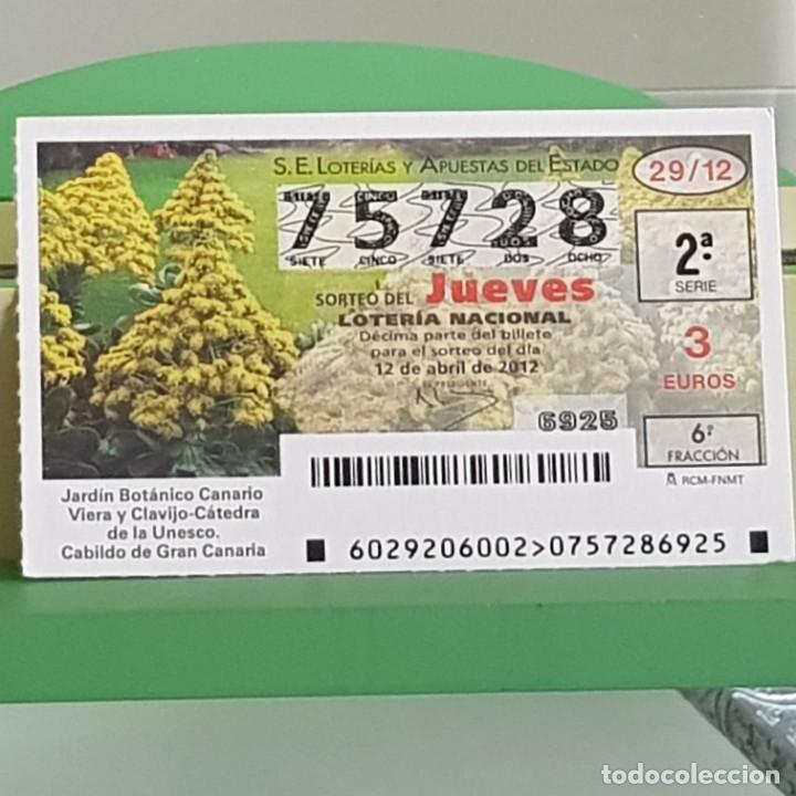 Nationale spanische Lotterie: LOTERIA NACIONAL, SORTEO 29/12, 12 ABRIL 2012, JARD&Iacute;N BOT&Aacute;NICO CANARIO, VIERA Y CLAVIJO, N&ordm; 75728