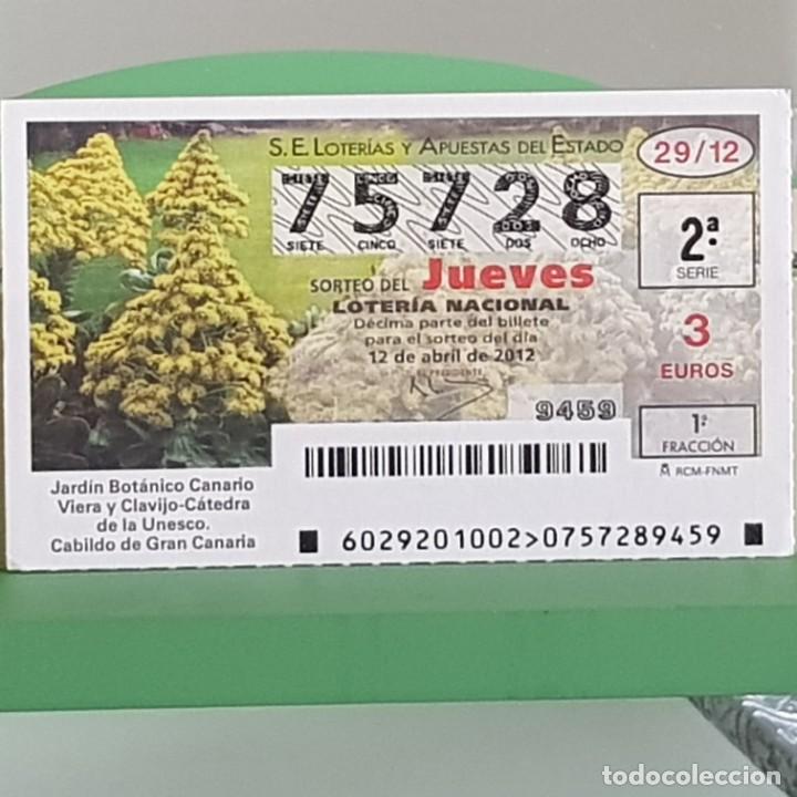 Nationale spanische Lotterie: LOTERIA NACIONAL, SORTEO 29/12, 12 ABRIL 2012, JARD&Iacute;N BOT&Aacute;NICO CANARIO, VIERA Y CLAVIJO, N&ordm; 75728