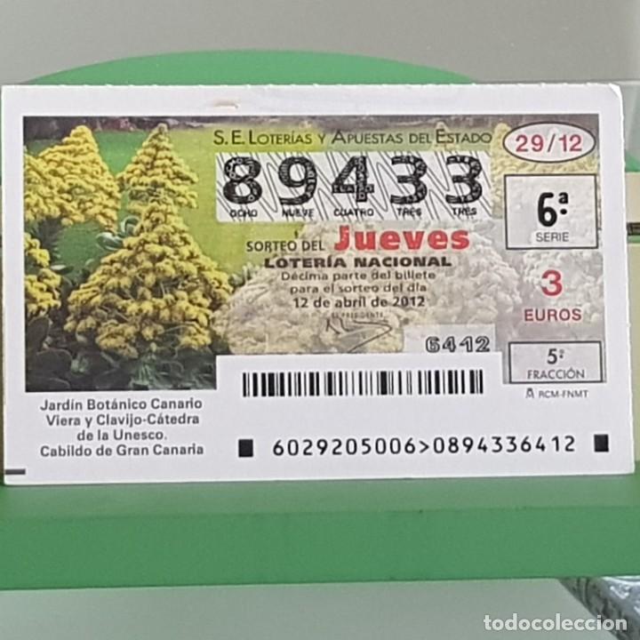 Nationale spanische Lotterie: LOTERIA NACIONAL, SORTEO 29/12, 12 ABRIL 2012, JARD&Iacute;N BOT&Aacute;NICO CANARIO, VIERA Y CLAVIJO, N&ordm; 89433