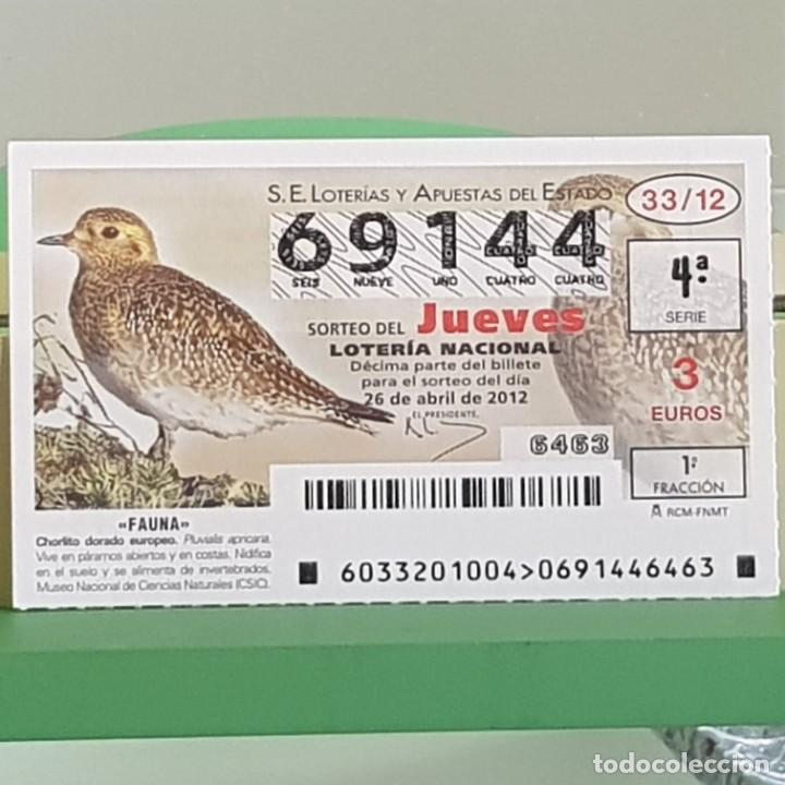 Nationale spanische Lotterie: LOTERIA NACIONAL, SORTEO 33/12, 26 ABRIL 2012, FAUNA, CHORLITO DORADO EUROPEO, N&ordm; 69144