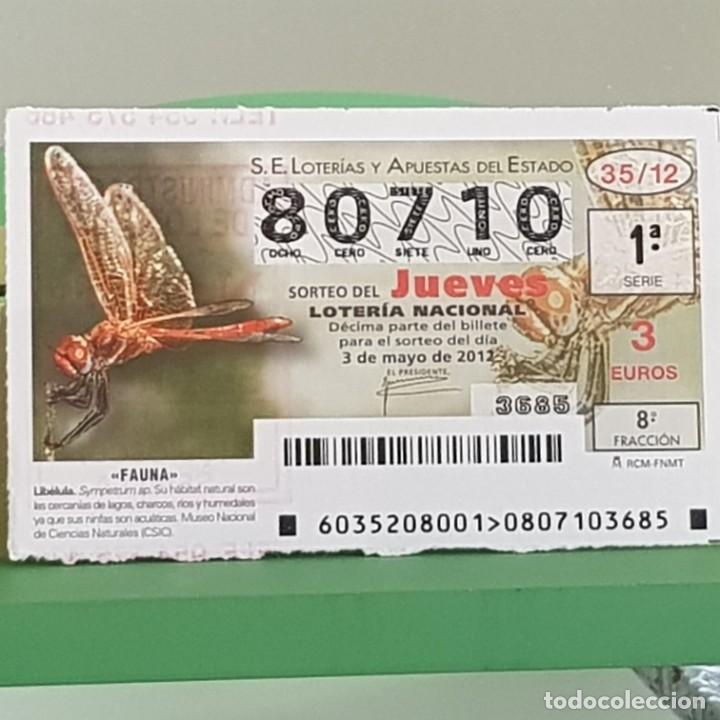 Nationale spanische Lotterie: LOTERIA NACIONAL, SORTEO 35/12, 3 MAYO 2012, FAUNA, LIB&Eacute;LULA, N&ordm; 80710