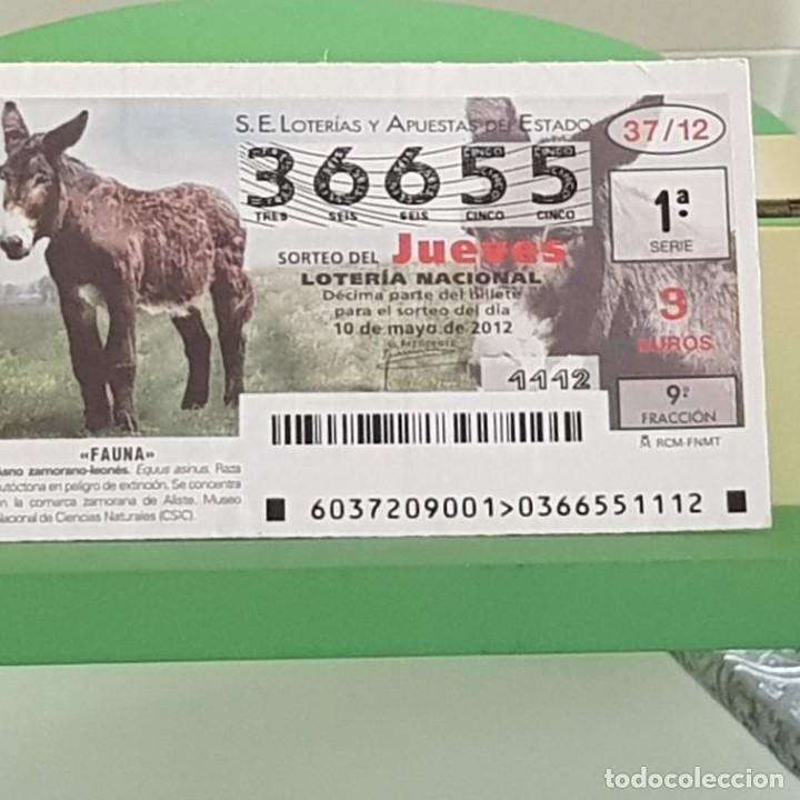 Nationale spanische Lotterie: LOTERIA NACIONAL, SORTEO 37/12, 10 MAYO 2012, FAUNA, ASNO ZAMORANO-LEON&Eacute;S, N&ordm; 36655