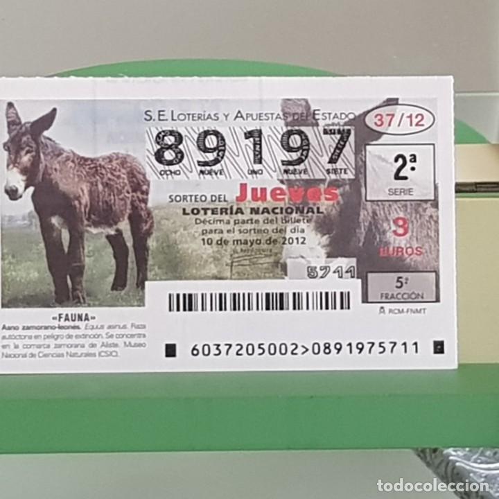 Loter&iacute;a Nacional: LOTERIA NACIONAL, SORTEO 37/12, 10 MAYO 2012, FAUNA, ASNO ZAMORANO-LEON&Eacute;S, N&ordm; 89197