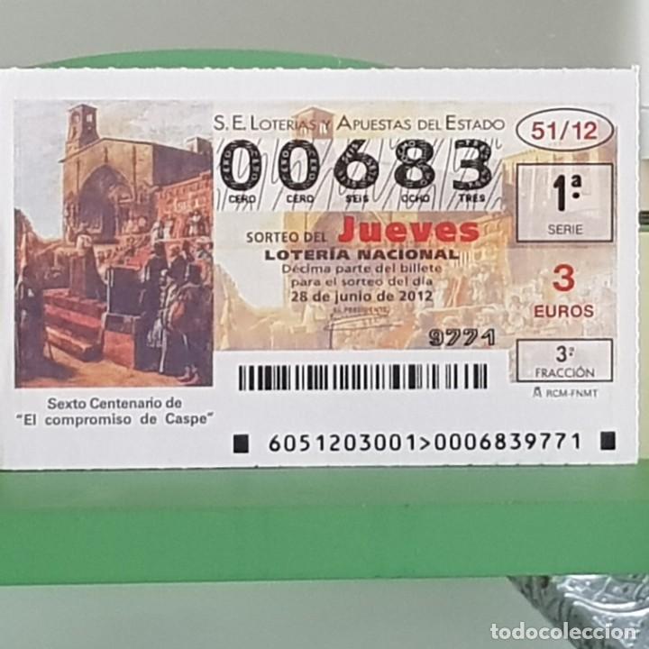 Nationale spanische Lotterie: LOTERIA NACIONAL, SORTEO 51/12, 28 JUNIO 2012, VI CENTENARIO DEL COMPROMISO DE CASPE, N&ordm; 00683