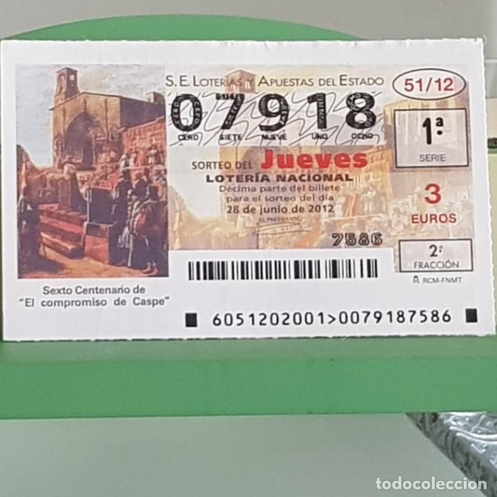 Nationale spanische Lotterie: LOTERIA NACIONAL, SORTEO 51/12, 28 JUNIO 2012, VI CENTENARIO DEL COMPROMISO DE CASPE, N&ordm; 07918