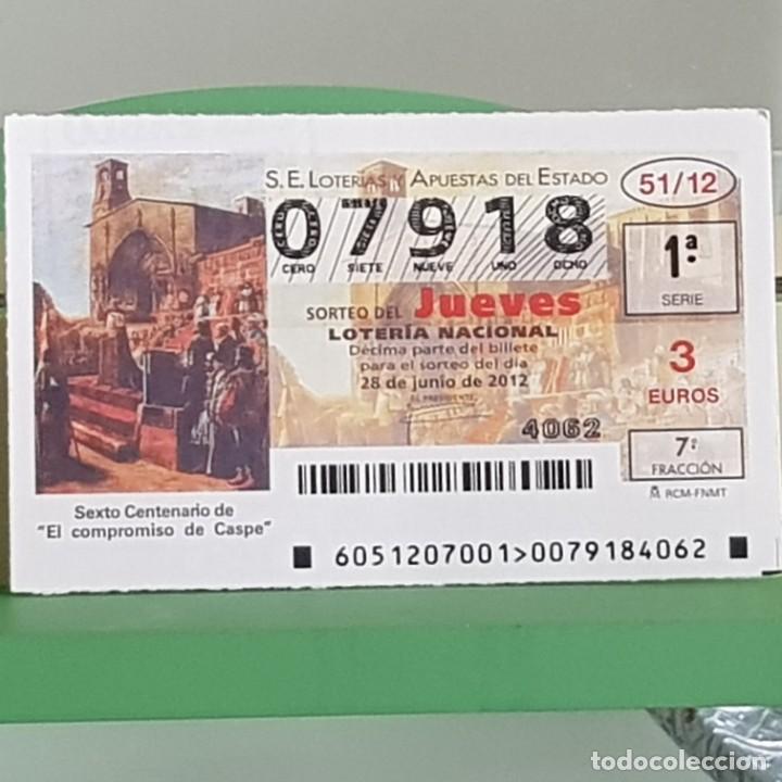 Nationale spanische Lotterie: LOTERIA NACIONAL, SORTEO 51/12, 28 JUNIO 2012, VI CENTENARIO DEL COMPROMISO DE CASPE, N&ordm; 07918