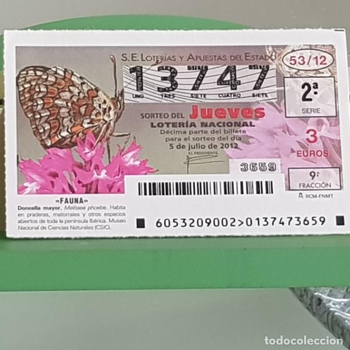 Nationale spanische Lotterie: LOTERIA NACIONAL, SORTEO 53/12, 5 JULIO 2012, MARIPOSA DONCELLA MAYOR, N&ordm; 13747