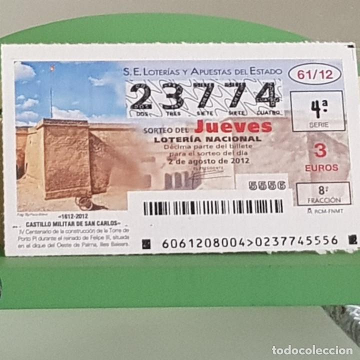 Nationale spanische Lotterie: LOTERIA NACIONAL, SORTEO 61/12, 2 AGOSTO 2012, CASTILLO MILITAR DE SAN CARLOS, MALLORCA, N&ordm; 23774