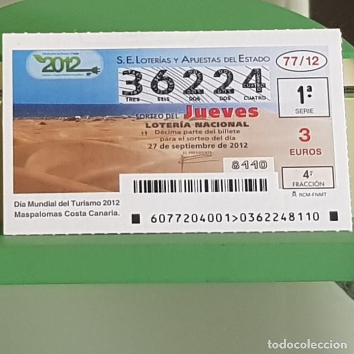 Loter&iacute;a Nacional: LOTERIA NACIONAL, SORTEO 77/12, 27 SEPTIEMBRE 2012, D&Iacute;A MUNDIAL TURISMO, MASPALOMAS, N&ordm; 36224