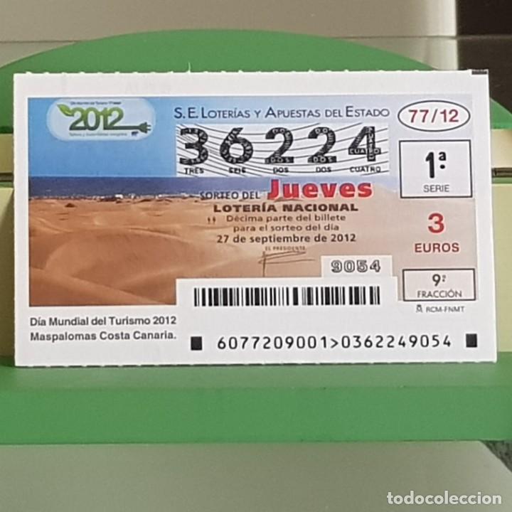 Loter&iacute;a Nacional: LOTERIA NACIONAL, SORTEO 77/12, 27 SEPTIEMBRE 2012, D&Iacute;A MUNDIAL TURISMO, MASPALOMAS, N&ordm; 36224
