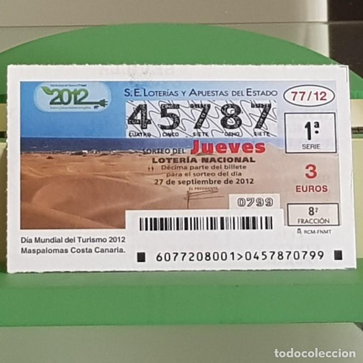 Loter&iacute;a Nacional: LOTERIA NACIONAL, SORTEO 77/12, 27 SEPTIEMBRE 2012, D&Iacute;A MUNDIAL TURISMO, MASPALOMAS, N&ordm; 45787