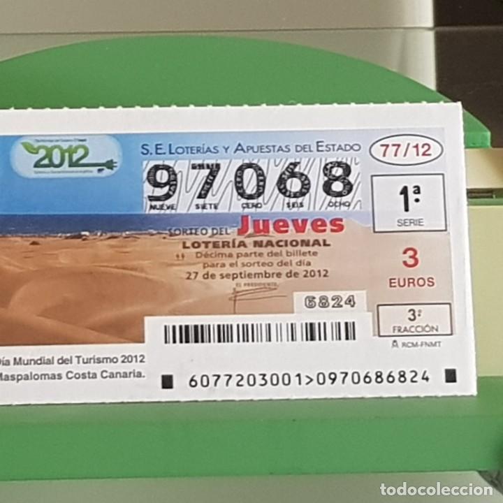 Loter&iacute;a Nacional: LOTERIA NACIONAL, SORTEO 77/12, 27 SEPTIEMBRE 2012, D&Iacute;A MUNDIAL TURISMO, MASPALOMAS, N&ordm; 97068