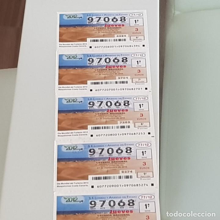 Nationale spanische Lotterie: LOTERIA, MEDIO BILLETE, SORTEO 77/12, 27 SEPTIEMBRE 2012, D&Iacute;A MUNDIAL TURISMO, MASPALOMAS, N&ordm; 97068