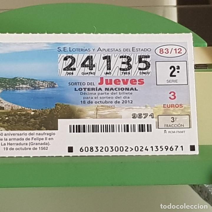 Loter&iacute;a Nacional: SORTEO 83/12, 18 OCTUBRE 2012, 450&ordm; ANIV. NAUFRAGIO ARMADA FELIPE II, LA HERRADURA,GRANADA, N&ordm; 24135
